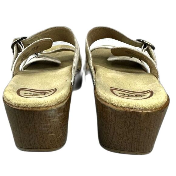 Dansko Sophie Platform Sandals w White/Gold Suede and Buckles - Wmn 41 (10.5-11) - Picture 3 of 7